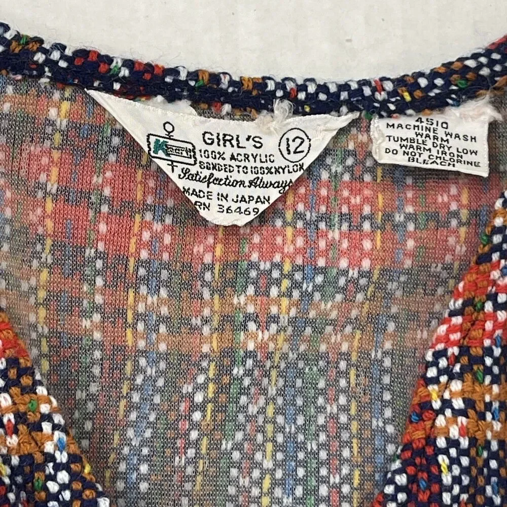 Vtg KMart 70's Girls Pants Suit Vest flare bottoms Costume Blue Red Plaid Hippie